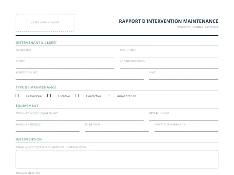 Aperçu du modèle Maintenance industrielle